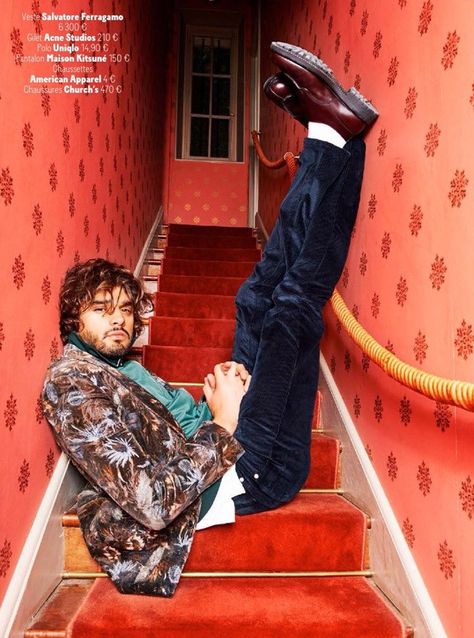 Stairs Photoshoot, Marlon Teixeira, The Royal Tenenbaums, Male Models Poses, Mens Fashion Editorial, Mens Editorial, Wilhelmina Models, Fashion Photography Inspiration, Wes Anderson