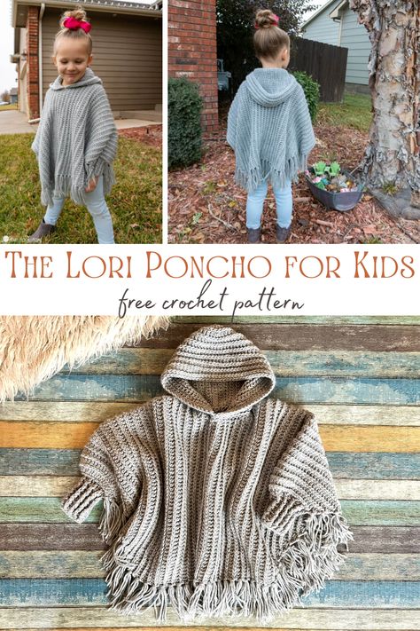 Give your child's wardrobe a touch of bohemian style with the Lori Poncho crochet pattern. With its easy textured stitch and cozy hood, this poncho is the perfect layering piece for fall and winter. The pattern comes in child sizes, so you can make one for each of your little ones. Whether you make it with or without a hood, the Lori Poncho is sure to become a staple in your child's wardrobe. Car Seat Poncho Crochet Pattern Free, Crochet Carseat Poncho, Crochet Hooded Vest Pattern Free, Toddler Crochet Patterns Free, Kid Crochet Patterns, Crochet Toddler Sweater Pattern Free, Crochet Childrens Clothes, Free Toddler Crochet Patterns, Baby Poncho Crochet Pattern Free