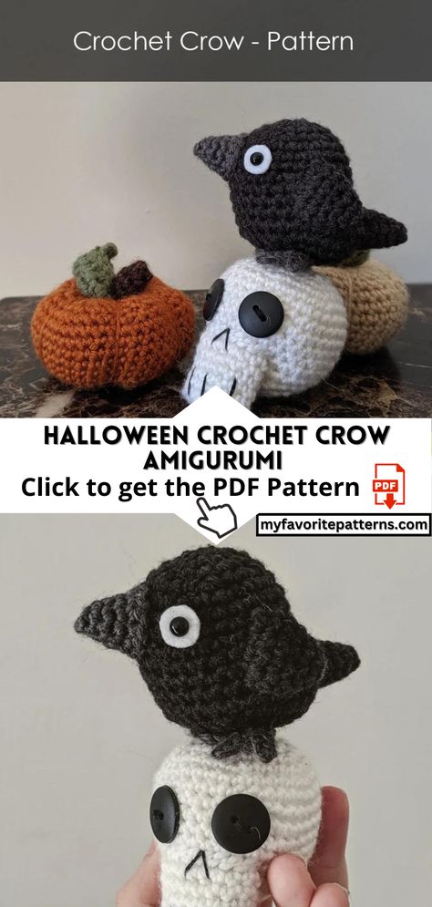 Crafting Spooktacular Charm: Halloween Crochet Crow Amigurumi PDF Pattern Crochet Crow Amigurumi, Couture, Spooky Season Crochet Patterns, Spooky Crochet Amigurumi Patterns, Halloween Free Pattern Crochet, Crochet Free Pattern Halloween, Crochet Crow Patterns, Creepy Amigurumi Free Crochet, Goth Amigurumi Free Pattern