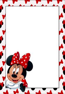 Minnie: Free Printable Frames, Invitations or Cards. Minnie Mouse Border, Minnie Mouse Frame, Mickey Mouse Frame, Mickey Mouse Background, Minnie Mouse Gifts, Minnie Mouse Stickers, Minnie Mouse Party Decorations, Disney Frames, Minnie Mouse Birthday Invitations