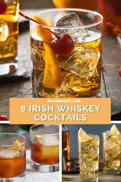 Drinks With Irish Whiskey, Irish Peach Cocktail, Irish Whiskey Recipes, St Patricks Day Cocktails Whiskey, Jameson Irish Whiskey Cocktails, Jameson Whiskey Cocktails, Irish Whisky Cocktails, Jameson Cocktails Easy, Irish Alcoholic Drinks