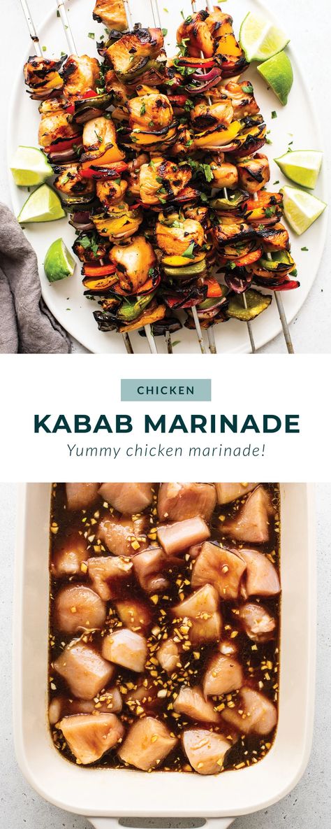 Veggie Marinade, Chicken Kabob Marinade, Kabob Marinade, Chicken Breast Marinade, Easy Chicken Marinade, Veggie Kabobs, Fit Foodie Finds, Kebabs On The Grill, Chicken And Veggies