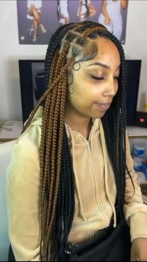 Knotless Braids With Peekaboo Color, Braids With Peekaboo Color, Knotless Braids With Peekaboo, Hairstyles Peekaboo, Braids With Peekaboo, Peekaboo Braids, Peekaboo Color, Cute Box Braids, Braided Hairstyles For Black Women Cornrows