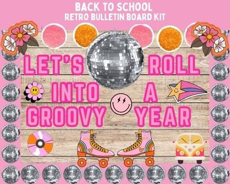 Retro Bulletin Board, Theme Third Grade, New Year Bulletin Board, School Preparation, Disco Theme, Elementary Classroom Decor, Back To School Bulletin Boards, Classroom Decor Themes, School Bulletin Boards