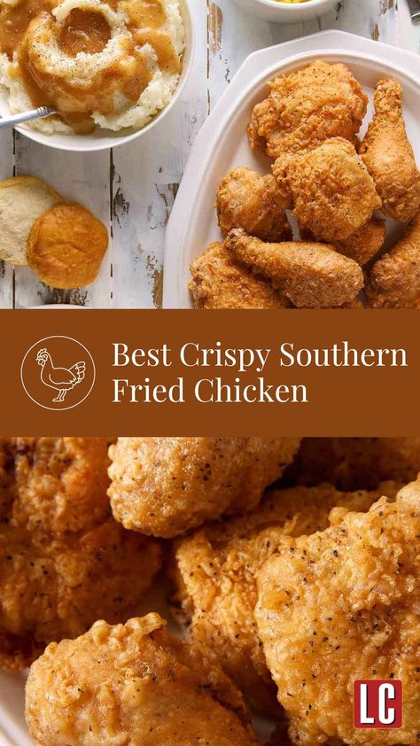 This crispy batter fried chicken has shatteringly crisp skin and juicy, tender meat. Give it a try and see why folks are calling it the best fried chicken they've ever tried. Grandma's Fried Chicken, Beer Batter Fried Chicken, Fried Chicken Wet Batter Recipe, Batter Fried Chicken Tenders, Batter Dipped Chicken, Best Fried Chicken Batter Recipe, Battered Chicken Recipes, Best Southern Fried Chicken Batter, Fried Chicken Drum Stick Recipes