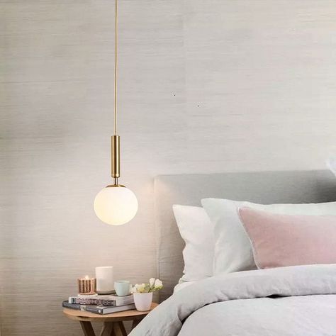 Milk Glass Pendant Light, Lamps Bedside, Lamp Kitchen, Globe Pendant Light, Hanging Lamps, Pendant Lamps, Modern Pendant Light, Gold Glass, Glass Pendant Light