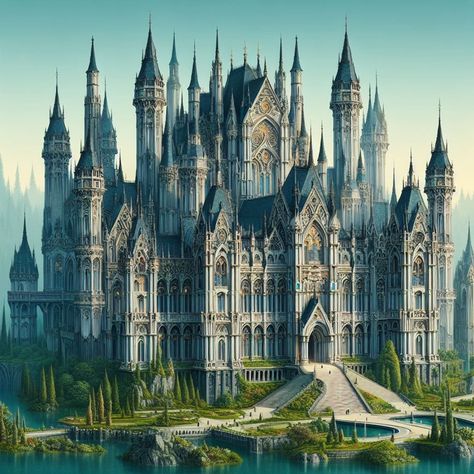 #palace #fantasy #magicalschool #castle #building #medieval #medievalbuilding #medievalfantasy Medieval Castle Fantasy Art, Fantasy Palace Concept Art, Fantasy Palace Art, Massive Castle, Fantasy Palace, Medieval Palace, Castle Fortress, Fantasy Kingdom, Castle Building