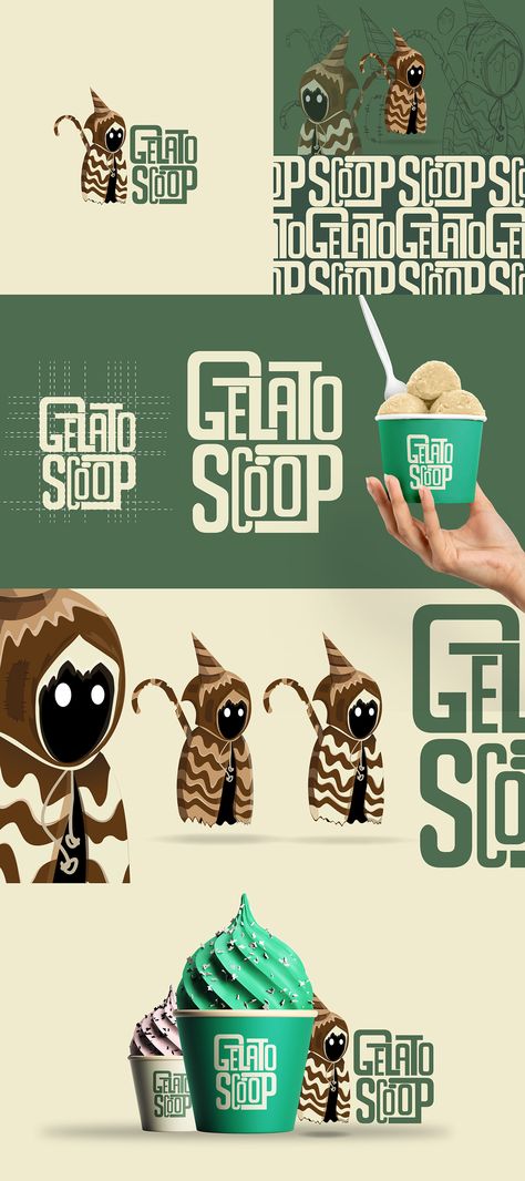 Gelato Scoop Logo Design Ice Cream Shop Logo Ideas, Ice Cream Brand Logo, Gelato Logo, Gelato Brands, Ice Cream Logo, Gelato Shop, Ice Cream Brands, Cafe Logo, Ice Cream Shop