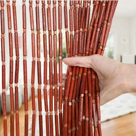 Enhance the natural and harmonious atmosphere of your room with our high-quality Natural Bamboo Bead Curtain. This handmade curtain features an extra-dense design with 65 strands, providing enhanced light blocking and privacy protection while beautifully adorning your space. Measuring 35.5x79 inches, it is suitable for most windows and doors. Each carefully selected bead ensures consistent color and texture throughout the entire curtain, creating a visually pleasing and cohesive look. Choose fro Curtain For Closet Door Bedroom Ideas, Bead Door Curtain, Hallway Window, Boho Rustic Home, Window Closet, Curtains For Closet Doors, Bead Door, Beaded Curtains Doorway, Hippie Curtains