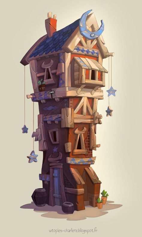 Fantasy House, Moon House, Makeup Tumblr, Cartoon House, Building Concept, Isometric Art, Low Poly Art, Game Concept Art, Concept Art Drawing