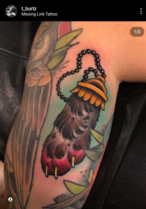 Lucky Paw Tattoo, Lucky Rabbit Tattoo, Rabbit Paw Tattoo, Lucky Rabbit Foot Tattoo, Neotrad Sleeve, Rabbits Foot Tattoo, Rabbit Foot Tattoo, Cat Paw Tattoos, Lucky Cat Tattoo