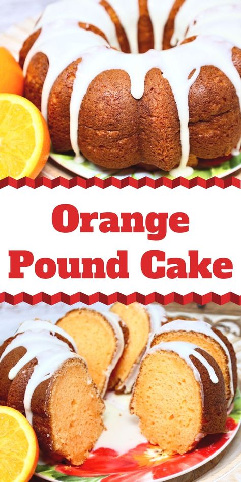 This Orange Pound Cake recipe makes a smooth and fluffy pound cake with a tangy orange flavor. With only a few cupboard items, you can turn a boxed cake mix into a pound cake that the whole family will enjoy. Don't skip the sweet and tangy orange glaze on this easy pound cake! Easy Orange Pound Cake, Orange Flavoured Cake, Orange Bundt Cake Recipe, Orange Pound Cake Recipe, Whole Orange Cake, Orange Bundt Cake, Orange Pound Cake, Orange Dessert, Almond Pound Cakes