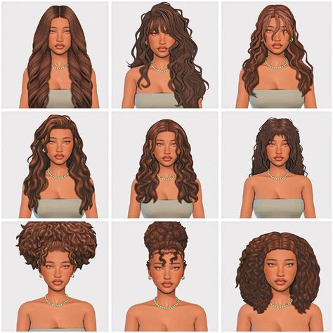 Sims 4 Hair Styles, Sims 4 Curly Hair, Sims 4 Tsr, Sims 4 Black Hair, Sims 4 Cas Mods, Cc Hair, The Sims 4 Skin, Sims Packs, The Sims 4 Pc