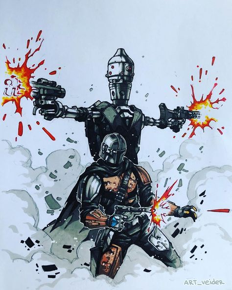 Artemii Myasnikov’s Instagram photo: “Mandalorian and IG-11. A tribute to Mandalorian series #disney #art #artist #artwork #art_veider #art🎨 #arts #arte #artoftheday…” Star Wars Projects, Ig 11, Tufting Rug, Arte Nerd, Star Wars Background, Bounty Hunters, Star Wars Drawings, Star Wars Comics, Rug Ideas