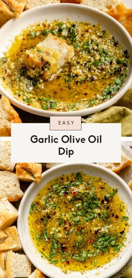 Garlic Olive Oil Dip | Ambitious Kitchen Garlic Olive Oil Dip, Olive Oil Dip, Olive Dip, Toasted Crostini, Appetizers Table, Ambitious Kitchen, Garlic Olive Oil, Sliced Baguette, Great Appetizers