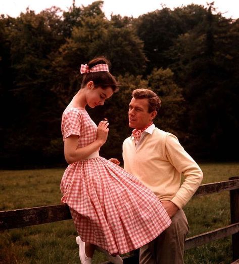 Velvet Coke™ on Instagram: “A couple in the English countryside, 1960 from a vintage magazine.” 1950s Aesthetic, 50s Aesthetic, Pink Gingham Dress, Vintage Couples, Vintage Photoshoot, Couple Style, Design Moda, Look Retro, Vintage Romance