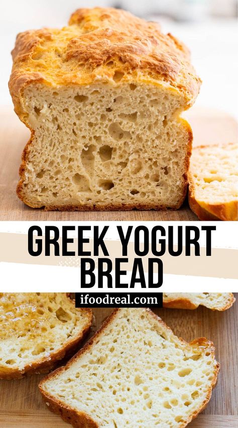 Homemade Greek Yogurt Bread is light and fluffy with a beautiful crust. Easy to make with 5 simple ingredients and completely free of yeast, eggs, butter, and oil. Bread Greek Yogurt Recipe, Bread Using Greek Yogurt, Greek Yogurt Recipes For Diabetics, Healthy Homemade Bread Clean Eating, Easy Yogurt Bread, Greek Yogurt And Flour Bread, Mediterranean Diet Homemade Bread, Keto Bread With Greek Yogurt, Flour And Greek Yogurt Dough