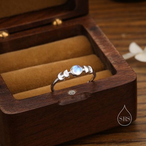 Sterling Silver Moon Phase Ring With Simulated Moonstone, Adjustable Size, Celestial Jewellery, Dainty and Delicate, Moon Ring - Etsy Jewellery Dainty, Moon Phase Ring, Tiny Dragon, Dragon Ring, Moon Ring, Silver Dragon, Celestial Jewelry, Silver Moon, Gifts For My Sister