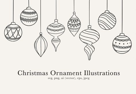 Ornament Drawing Easy, Drawing Christmas Ornaments, Christmas Angel Drawing Easy, Ornament Drawing Christmas, Hand Drawn Christmas Ornaments, Christmas Ornaments Drawing Design, Simple Christmas Images, Christmas Ornament Doodle, Simple Ornament Drawing