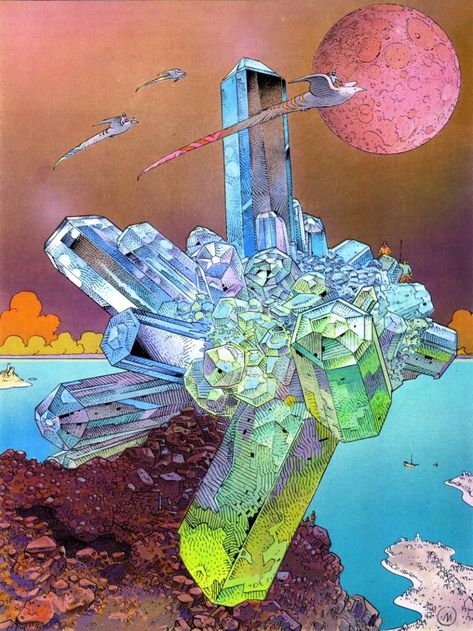 Jean Giraud Jean Giraud Moebius Galactic Resonance Jean “moebius” Giraud, Moebius Art, Fantastic Voyage, Jean Giraud, Bd Comics, Science Fiction Art, Arte Fantasy, Arte Animal, Space Station