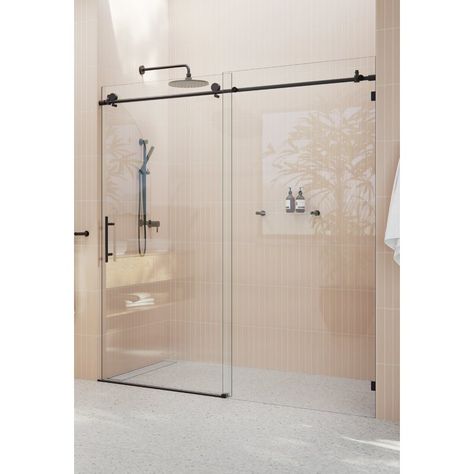 Glass Warehouse GW-SLD-72-MB 72" W x 78" H Sliding Frameless Shower Door & Reviews | Wayfair Sliding Glass Shower Door, Semi Frameless Shower Doors, Shower Sliding Glass Door, Frameless Sliding Shower Doors, Frameless Shower Door, Bathtub Doors, Primary Bath, Shower Enclosures, Tub Doors