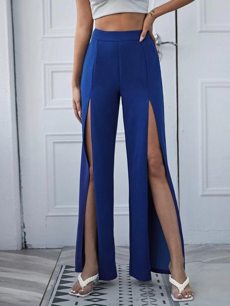 Zipper Side Split Thigh Palazzo Pants | SHEIN USA Womens Palazzo Pants, Engagement Dress, Engagement Dresses, Women Pants, Side Split, Palazzo Pants, Dress Ideas, Type 1, Split