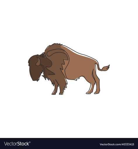 Bull Mascot, One Continuous Line Drawing, Forest Logo, Big Bull, Draw Vector, Logo Identity, American Bison, Continuous Line Drawing, Continuous Line