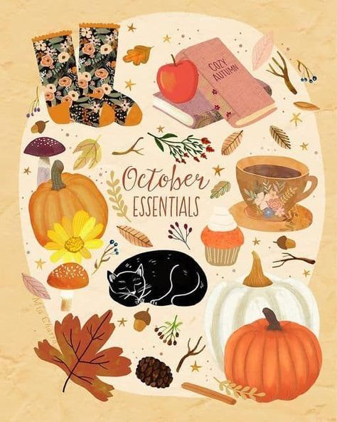 Fall Illustrations, Cottage Core Art, Autumn Illustration, Fall Bucket List, Fall Items, Fall Feels, Autumn Cozy, Autumn Art, Autumn Aesthetic