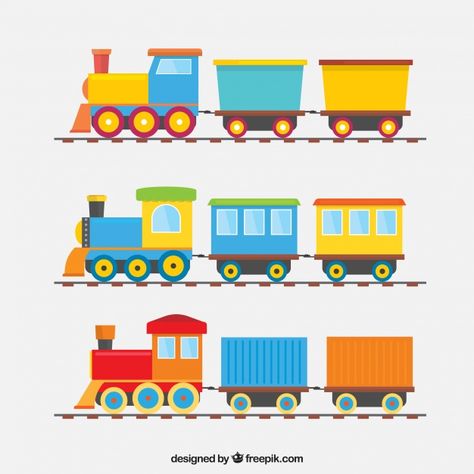 Collection of three colored trains with wagons Free Vector Train Cartoon, Train Clipart, Clutch Sewing, Train Vector, Train Illustration, Girl Train, Toy Trains Set, Train Cake, Train Theme