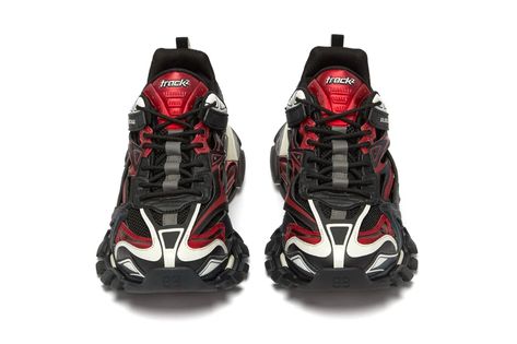 Balenciaga Track.2 Sneaker "Black/Red" Release | HYPEBEAST Balenciaga Track Trainers, Balenciaga Track 2, Red And Black Shoes, Vines Funny, Balenciaga Track, Balenciaga Black, Streetwear Shop, Balenciaga Shoes, Boot Bag