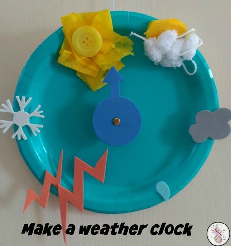 Make a weather 'clock'                                                                                                                                                      More Weather Crafts For Kids, Dayhome Crafts, Weather Curriculum, Crafts For Elementary Students, Crafts For Elementary, Weather Clock, Weather Activities For Kids, Preschool Weather, Weather Art