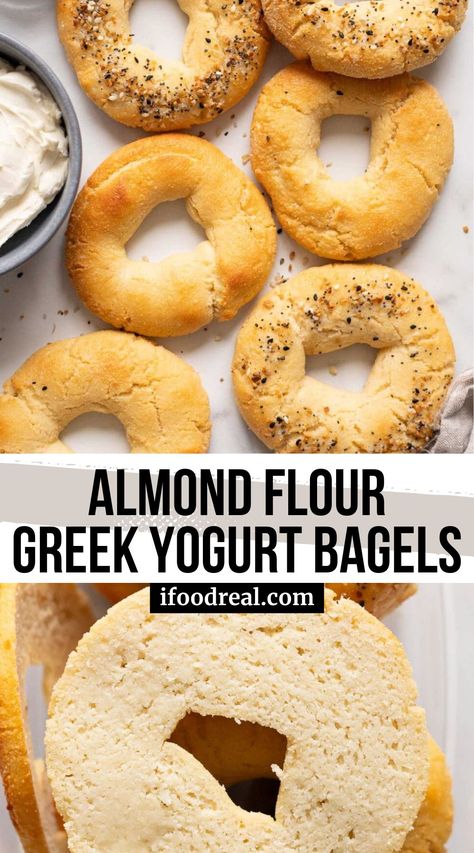 These low carb Almond Flour Greek Yogurt Bagels contain 14 grams of protein, taste delicious, and are easy to make with 6 ingredients, no resting, and no boiling! 2 Ingredient Bagels Almond Flour Greek Yogurt, 2 Ingredient Bagels With Almond Flour, Almond Flour Greek Yogurt Bagel, Greek Yogurt Bagels 2 Ingredients Almond Flour, Keto Greek Yogurt Bagels, Keto Bagel Recipe Greek Yogurt, Greek Yogurt And Almond Flour Bagels, No Carb Bagels, Yogurt And Almond Flour Bagel