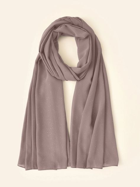 Minimalist Chiffon Scarf | SHEIN USA Brown Hijab, Hijab Hipster, Plain Scarves, Hijab Collection, Hijab Style Tutorial, Silk Chiffon Scarves, Hijab Scarf, Dusty Purple, Chiffon Scarf