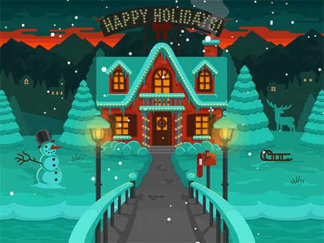 Animate Wallpaper, Happy Holidays Gif, Christmas Advertising, Snow Illustration, Holiday Gif, New Year Illustration, Gif Animated, Vintage Christmas Images, Christmas Gif