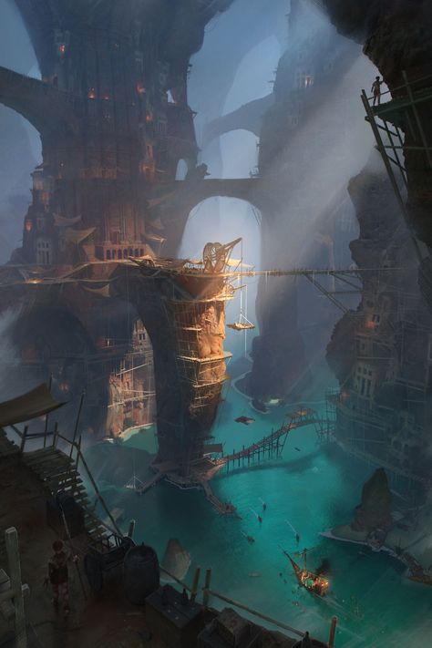 ArtStation - The Trial - Inside , Jonas Hassibi Pirate Cave, Pirate Cove, Pirates Cove, The Cave, Pirate Ship, The Ship, On Fire, Dungeons And Dragons, Gate