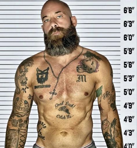 Bad Boy Tattoo, Tattooed Man, Tatted Men, Bald Men Style, Beard Designs, Tattoos Men, Best Beard Styles, Men Tattoos Arm Sleeve, Gangsta Style