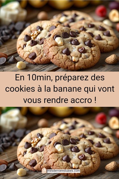 Découvre une recette exquise de cookies à la banane, à la fois simple et rapide à réaliser. Cette gourmandise maison deviendra sans nul doute un incontournable chez toi. Pour ajouter une touche de bien-être à ton quotidien tout en profitant de plaisirs savoureux, suis les pas de l’incroyable Eve Godin. #cookies #banane #recette #cuisine #gourmandise #faitmaison #simple #rapide #bienêtre #savoureux Cookies Banane, Cookies Et Biscuits, Succulent, Dessert