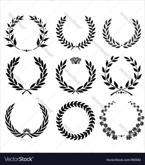 Vector image of Set - laurel wreath Vector Image, includes design, icon, sport, competition & branch. Illustrator (.ai), EPS, PDF and JPG image formats. Diary Images, Laurel Wreath Tattoo, Laurel Vector, Wreath Tattoo, Wreath Vector, Tatuagem Masculina Pequena, Wallpaper Happy, Year Wallpaper, Fitness Motivational