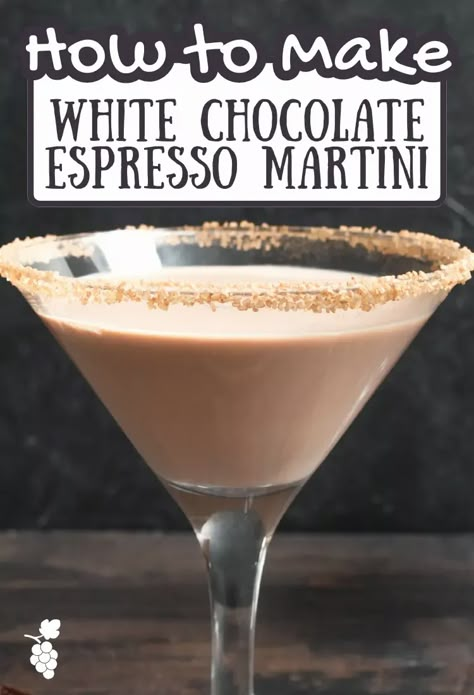 White Chocolate Espresso Martini White Chocolate Espresso Martini, White Chocolate Martini Recipe, Chocolate Espresso Martini Recipe, White Chocolate Espresso, Chocolate Espresso Martini, Alc Drinks, Rumchata Drinks, White Chocolate Martini, Espresso Martini Ingredients