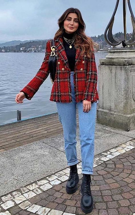 Jeans Winter, Winter Fashion Outfits Casual, Paris Outfits, 가을 패션, Winter Fashion Outfits, Looks Vintage, Fall Winter Outfits, Outfits Casuales, Red Plaid