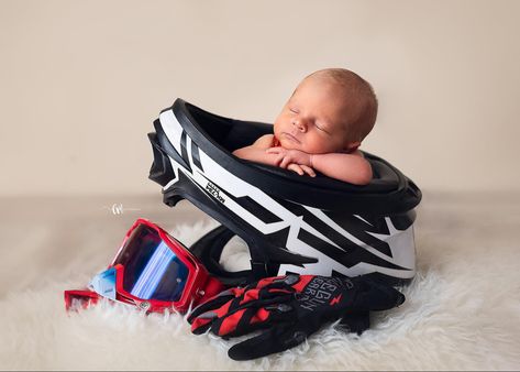 Newborn Photography Dirtbike, Dirtbike Newborn Pictures, Dirt Bike Newborn Pictures, Racing Newborn Pictures, Motorcycle Newborn Pictures, Motorcycle Baby Announcement, Motorcycle Pregnancy Announcement, Motorcycle Nursery, Motocross Baby