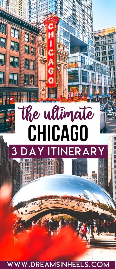 Looking for the perfect 3 day Chicago Itinerary? Chicago is one of America's most iconic cities and there are plenty of amazing things to do. This post will help you to get the most out of your visit with a list of the best things to do in Chicago in three days. This 3 days in Chicago itinerary is curated by a local. | Chicago aesthetic | Chicago skyline | Chicago photography | Chicago itinerary | Visit Chicago travel tips | USA Travel | visit Chicago food | visit Chicago things to do | #Chicago Chicago Places To Visit, Aesthetic Chicago, Chicago Itinerary, Chicago Bucket List, Chicago Weekend, Chicago Travel Guide, Chicago Vacation, Chicago Things To Do, Chicago Aesthetic