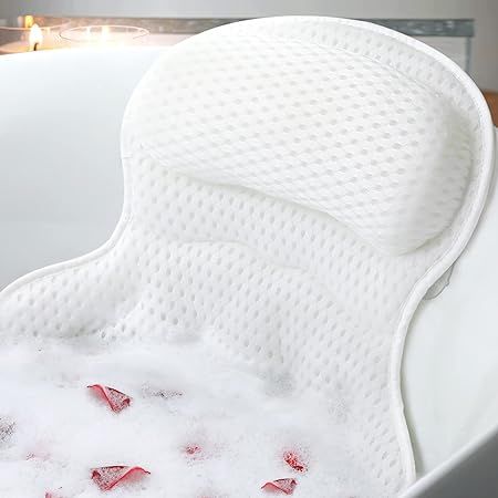 Bath Pillow Bathtub Pillow, Luxury Bath Pillows for Tub Neck and Back Support, Bath Tub Pillow Headrest with Soft 4D Mesh Fabric and Non-Slip Suction Cups, Relaxing Bath Accessories Spa Gifts Tub Pillow, Spa Luxe, Bathtub Pillow, Bath Pillow, Spa Bathtub, Luxury Bathtub, Luxury Pillows, Bath Gift, Bath Pillows