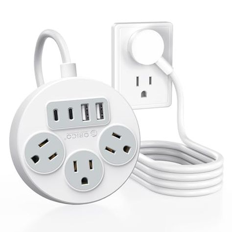 ORICO Flat Plug Power Strip with USB C Ports, 5 Ft Extension Cord with Multiple Outlets, Travel Power Strip with 3 Outlets 4 USB Ports(2 USB C), Compact for Cruise Ship, Travel, Home, Dorm Room Ship Travel, Travel Home, Extension Cord, Power Strip, Cruise Ship, Dorm Room, Ipad, Laptop, Travel