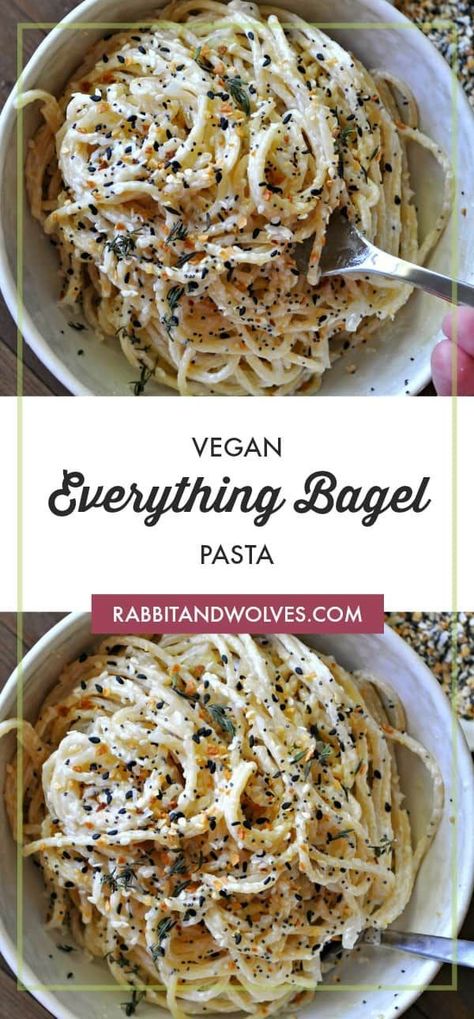 Everything Bagel Pasta, Everything Bagel Seasoning Recipes, Rabbit And Wolves, Pasta Seasoning, Cream Cheese Sauce, Everything Bagel Seasoning, Bagel Seasoning, Bagel Recipe, Vegan Cream Cheese