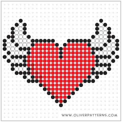 Square Template, Heart Wings, Fuse Bead Patterns, Diy Perler Bead Crafts, Diy Perler Beads, Heart With Wings, Pixel Pattern, Heart Crafts, Bead Pattern