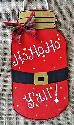 Inexpensive Diy Christmas Gifts, Wooden Jar, Painted Wreath, Mason Jar Door Hanger, Mason Jar Sign, Christmas Entryway, Christmas Door Decoration, Hanging Door, Wall Wood