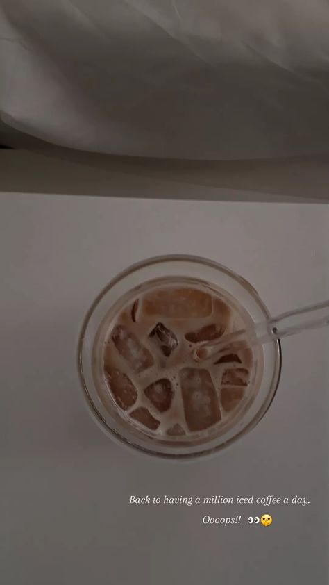 Instagram story, coffee, iced coffee, iced latte, glass cup Iced Coffee Story Instagram, Iced Coffee Captions Instagram, Ice Coffee Story, Coffee Captions Instagram Story, Instagram Story Coffee, Coffee Captions Instagram, Story Coffee, Funny Bio Quotes, Funny Bio