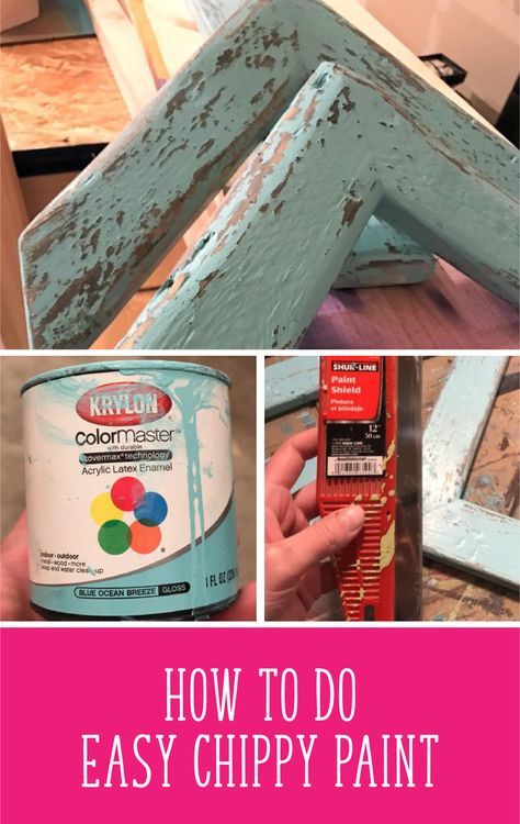 How To Do Easy Chippy Paint (with video!) – Debbie Does Design How To Patina Wood, How To Chippy Paint Furniture, Chipped Paint Look Diy, Wardrobe Panelling, Chippy Paint Technique, Furniture Picture, Distress Wood, Chippy Painted Furniture, Painting Tricks