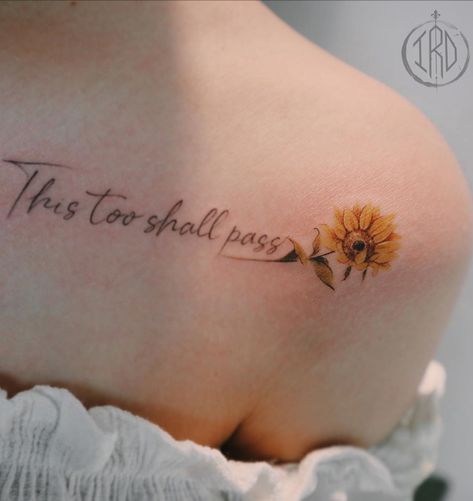 Sunflower Tattoo With Quote, Tattoo With Quote, Forest Tattoos, Sunflower Tattoos, Sunflower Tattoo Design, The Beauty Of Nature, Subtle Tattoos, Sunflower Tattoo, Tattoo Tattoo